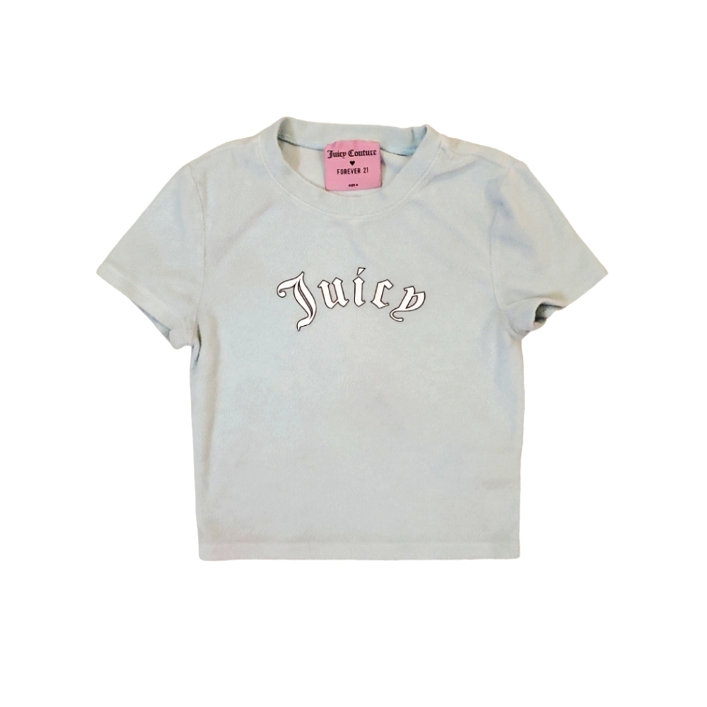 Forever 21 Juicy Couture Women's Baby Blue Terry Cloth T-Shirt Small